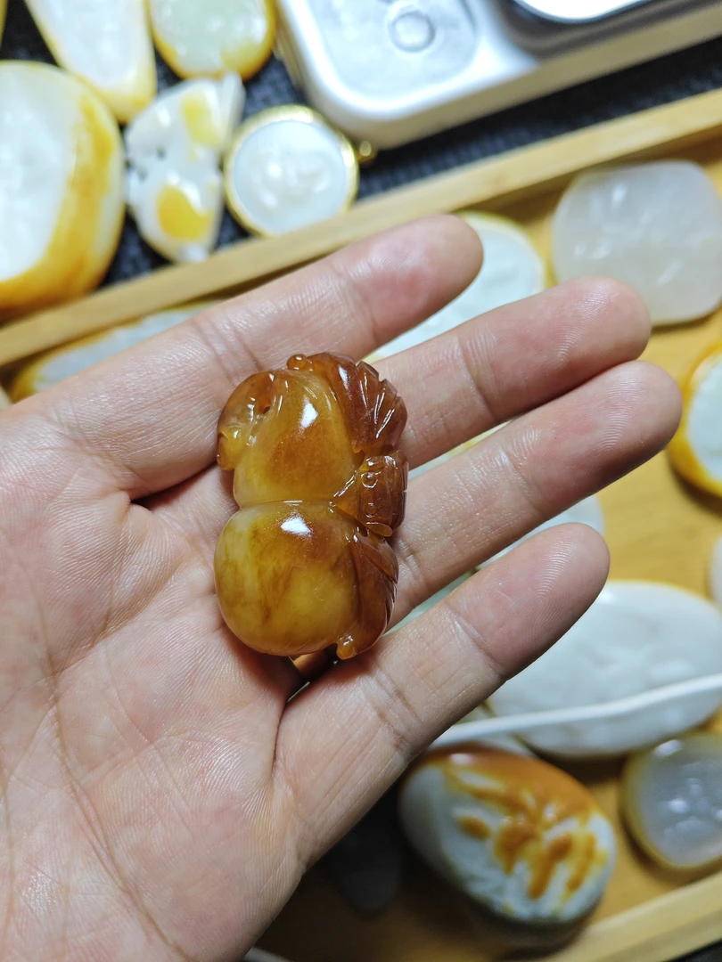 和田玉精品挂件立体葫芦福禄