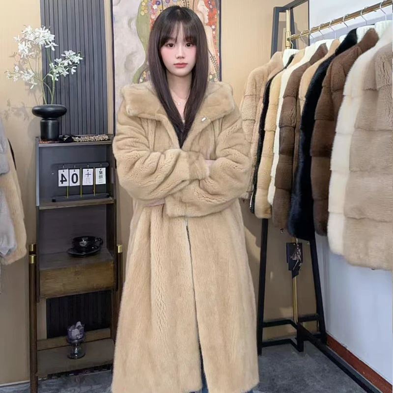 真漂亮2025海宁新款防风帽长款真貂整貂水貂皮草冬季保暖爆款外套