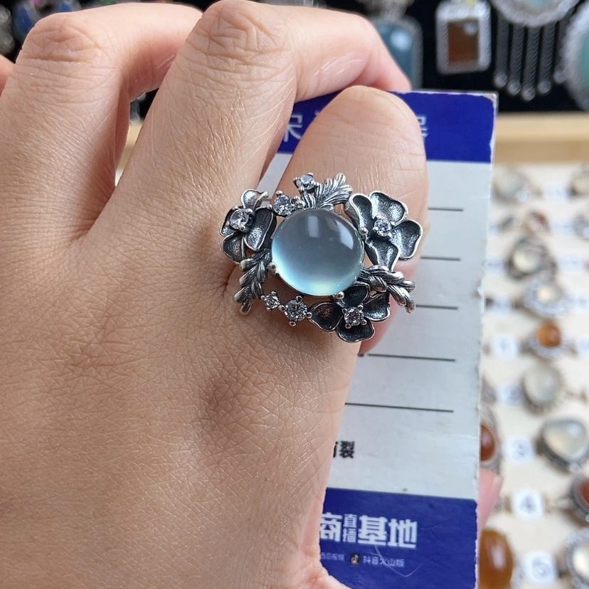 【闪购商品】岫玉戒指银S925镶嵌⭐****?