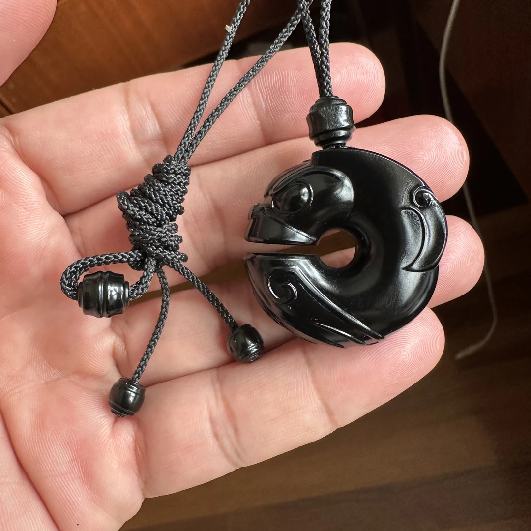 集色堂新疆和田玉黑青籽料苏工玉猪龙24g