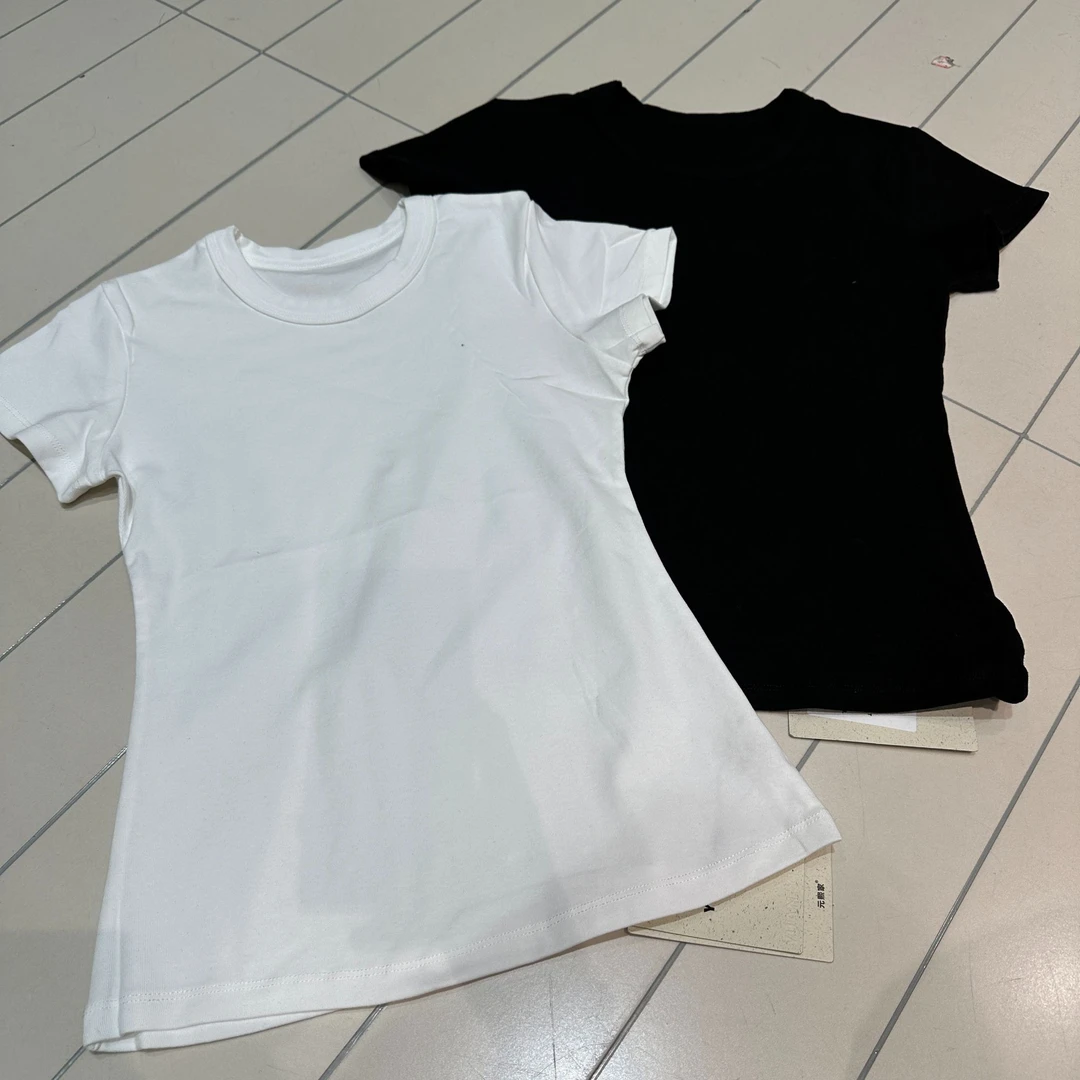 短袖圆领T恤四季穿搭净色短袖纯色显瘦宽松休闲套装白色