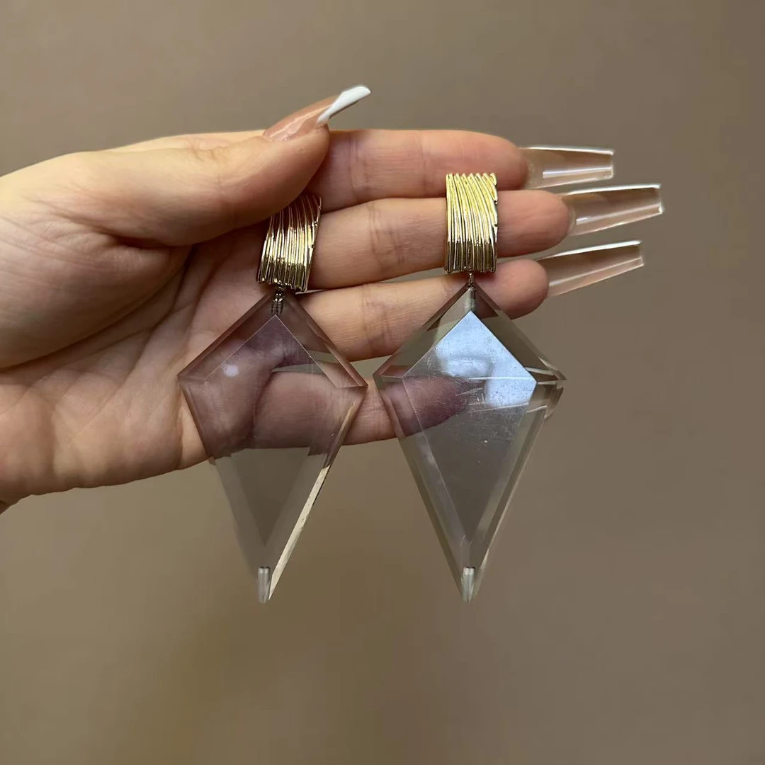 铜合金合成锆石耳饰 方块冰透767377