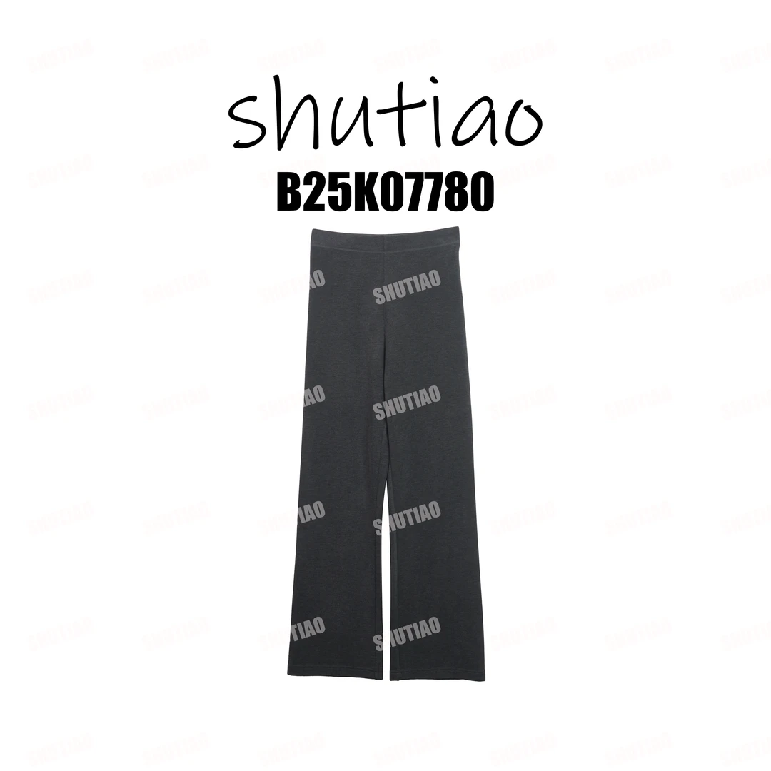 【SHUTIAO】2025冬季：高腰直筒微喇混纺绵羊毛一条装裤子B25K07780