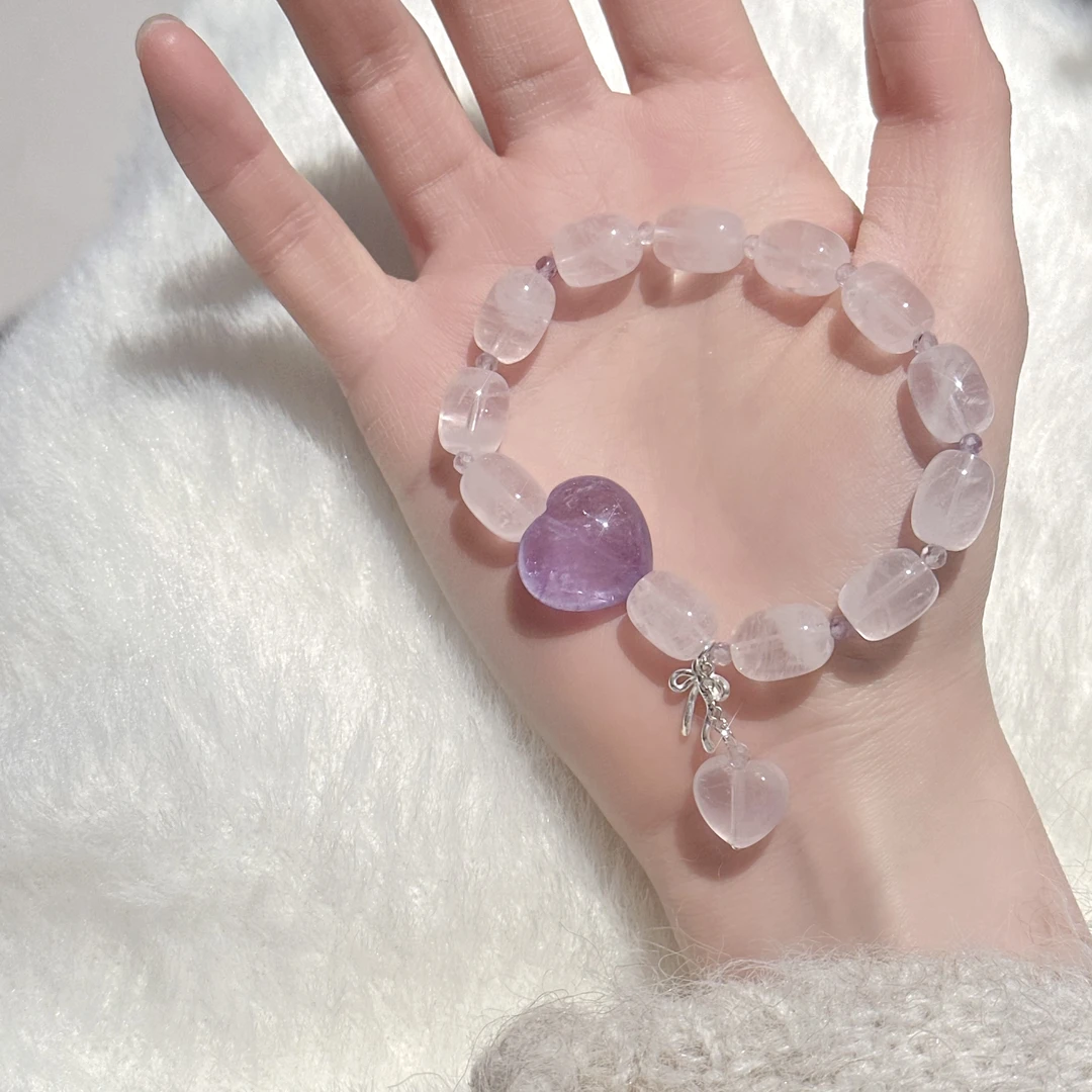 SG1805-［葡萄爱心硬糖］紫水晶蝴蝶结手串均有瑕多样发