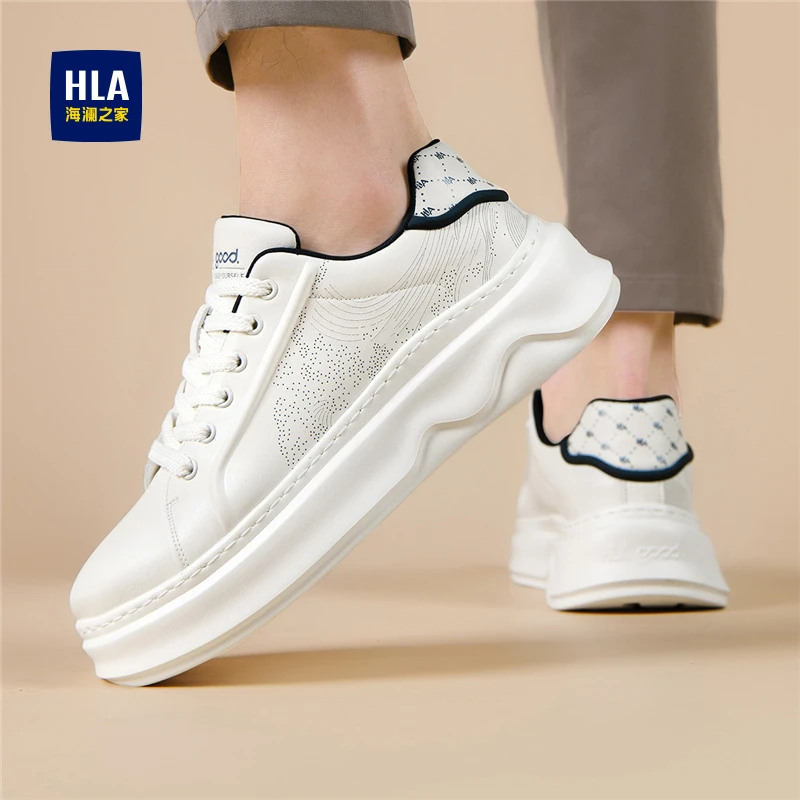 HLA/海澜之家男鞋2025夏季新款透气时尚运动休闲鞋百搭板鞋小白鞋