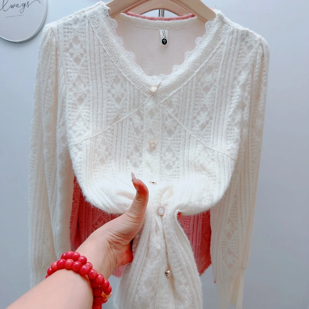 网纱蕾丝打底衫上衣秋冬长袖内搭宽松衬衫法式洋气气质木耳领小衫