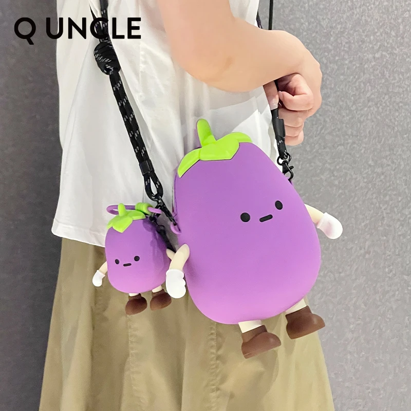 Q版大叔可爱茄子手机包女士休闲单肩斜挎包呆萌大容量硅胶礼物