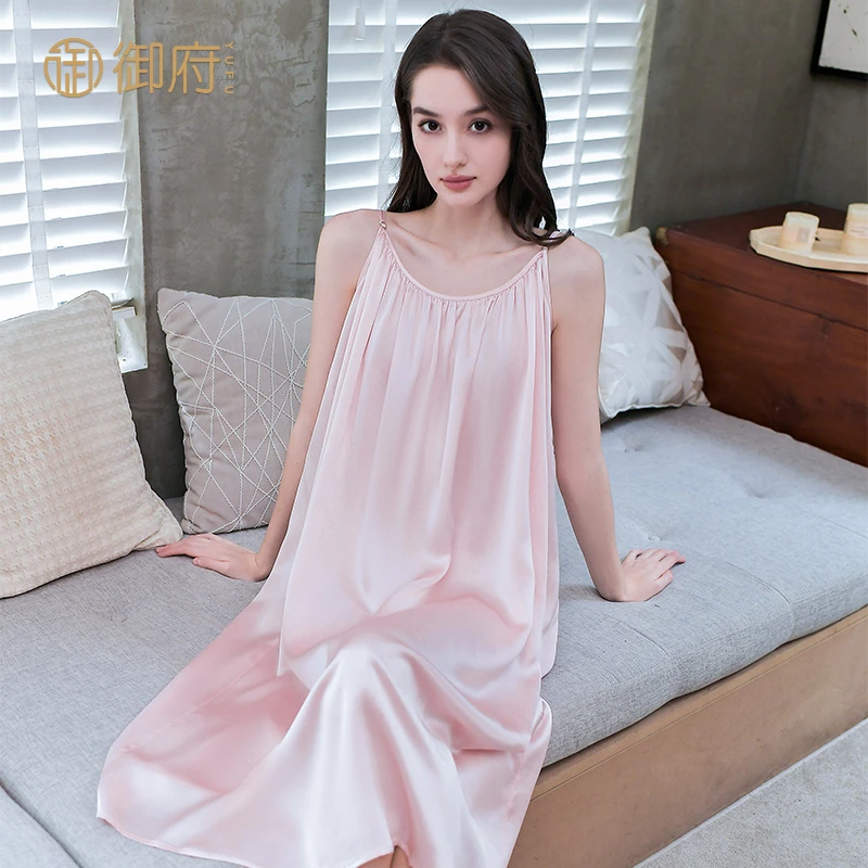 御府重磅吊带真丝睡裙女士春夏100%桑蚕丝性感真丝睡衣大码高级感