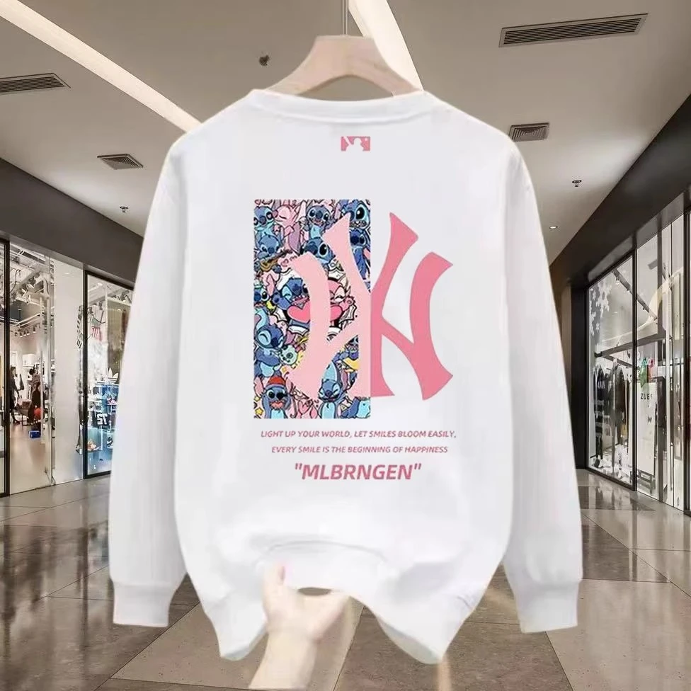 奥特莱斯圆领长袖卫衣男女款春秋史迪仔卡通联名宽松潮牌休闲上衣