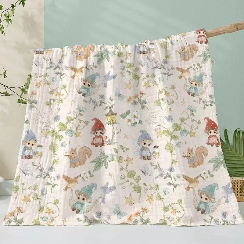 婴儿专用六层纱布盖毯超软浴巾吸水速干可当盖毯使用精梳凉感