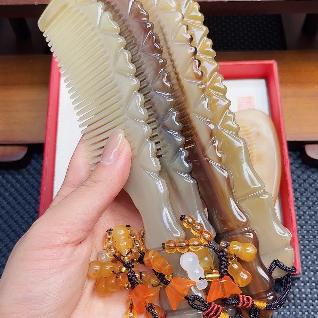 纯牛角手工制作牛角梳