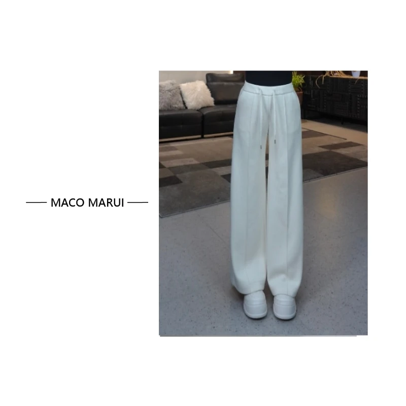 MACOMARUI【冬之恋】冬季保暖加厚醋酸羊毛不臃肿高腰直筒裤