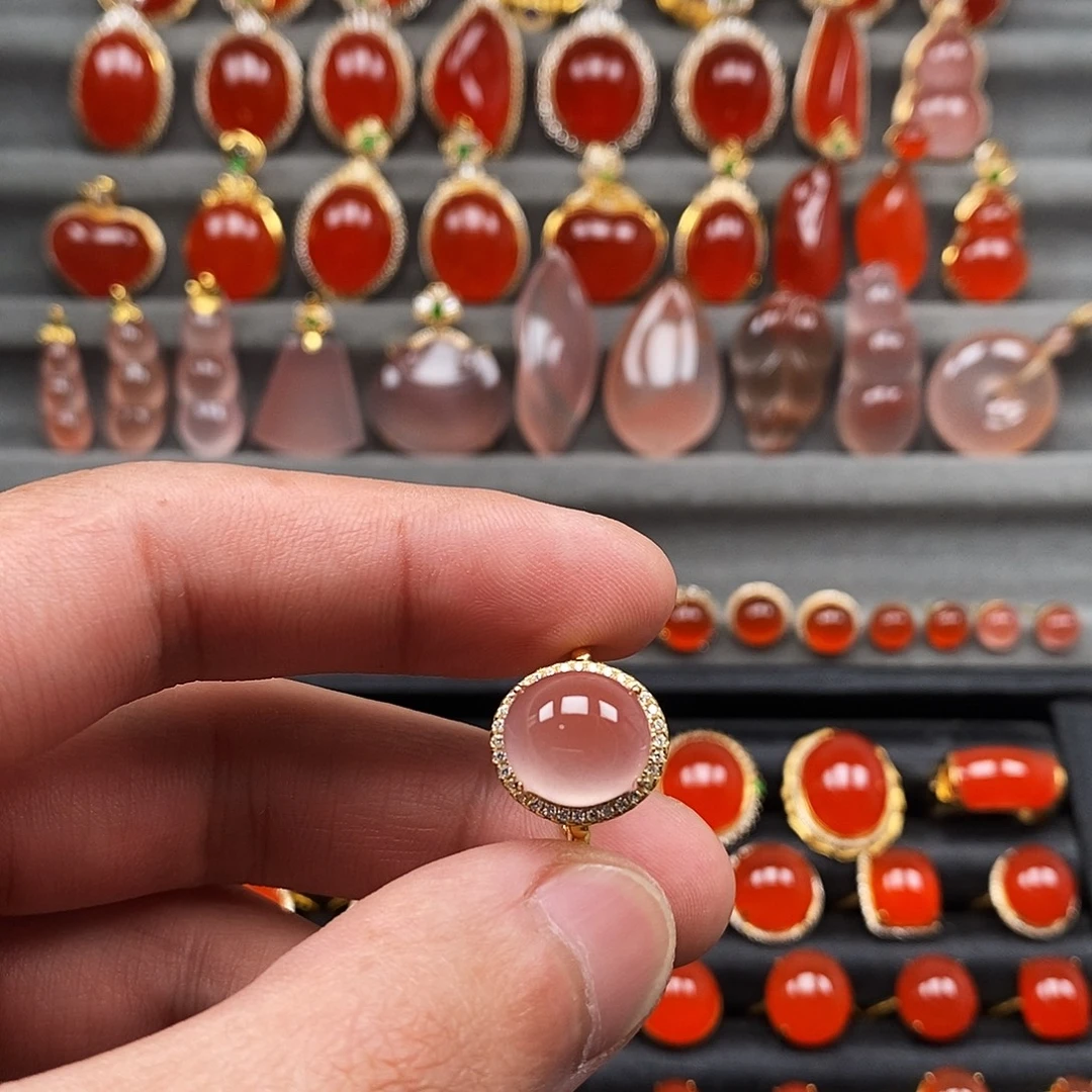 南红玛瑙银S925镶嵌戒指