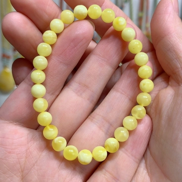 蜜蜡手链未镶嵌6.4m m特价瑕疵