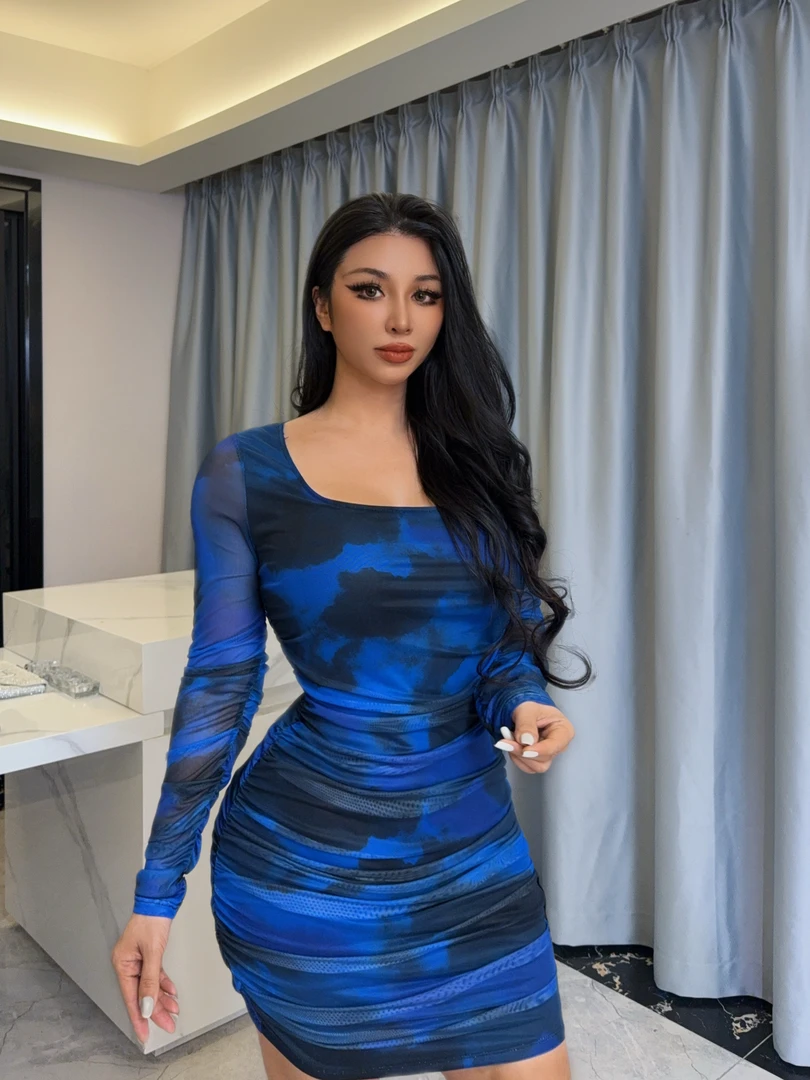 【申晨家】马德里湾 欧美风斜肩辣妹轻奢气质时尚名媛风包臀连衣裙