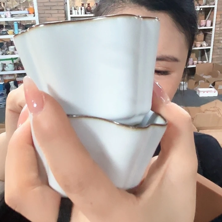 摆件陶景德镇高温陶瓷哥遥杯一对