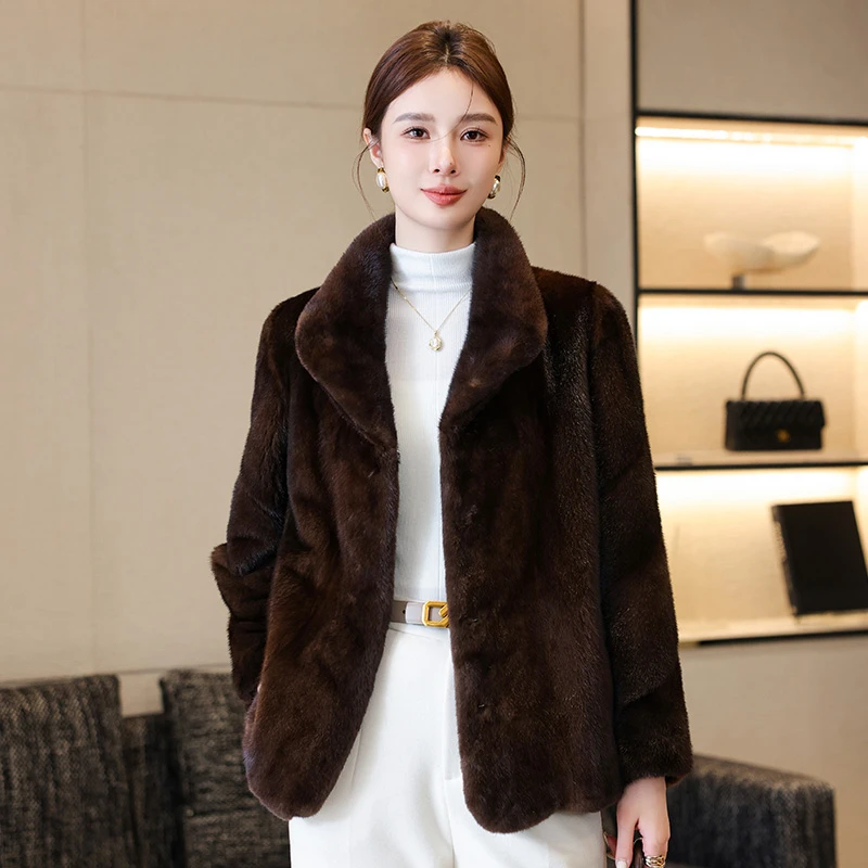 水貂皮草女年轻款2025新款正品进口天鹅绒貂皮大衣整貂立领外套潮