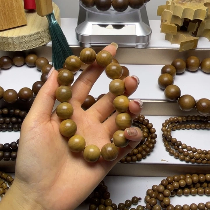 ࿇***࿇手串/手链檀香木开播福利1.5圆珠黑肉横纹奶香