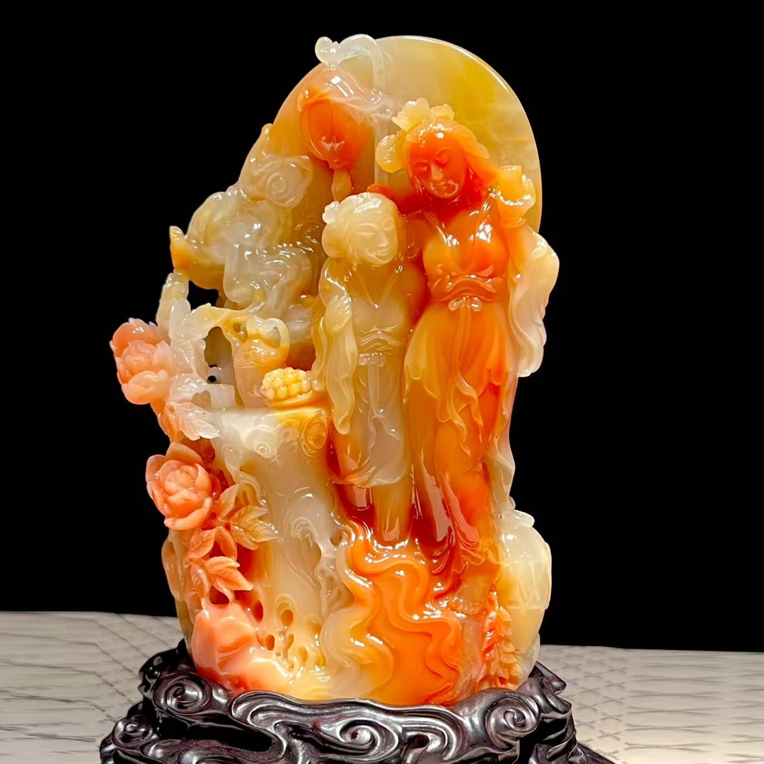 精美寿山三彩荔枝冻摆件