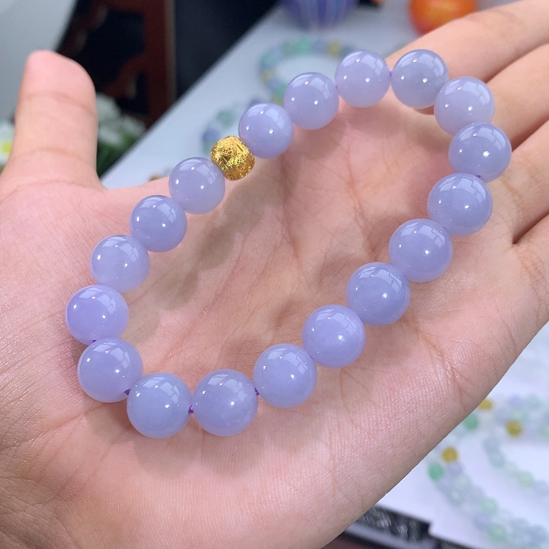 翡翠未镶嵌手链58号 紫罗兰手串