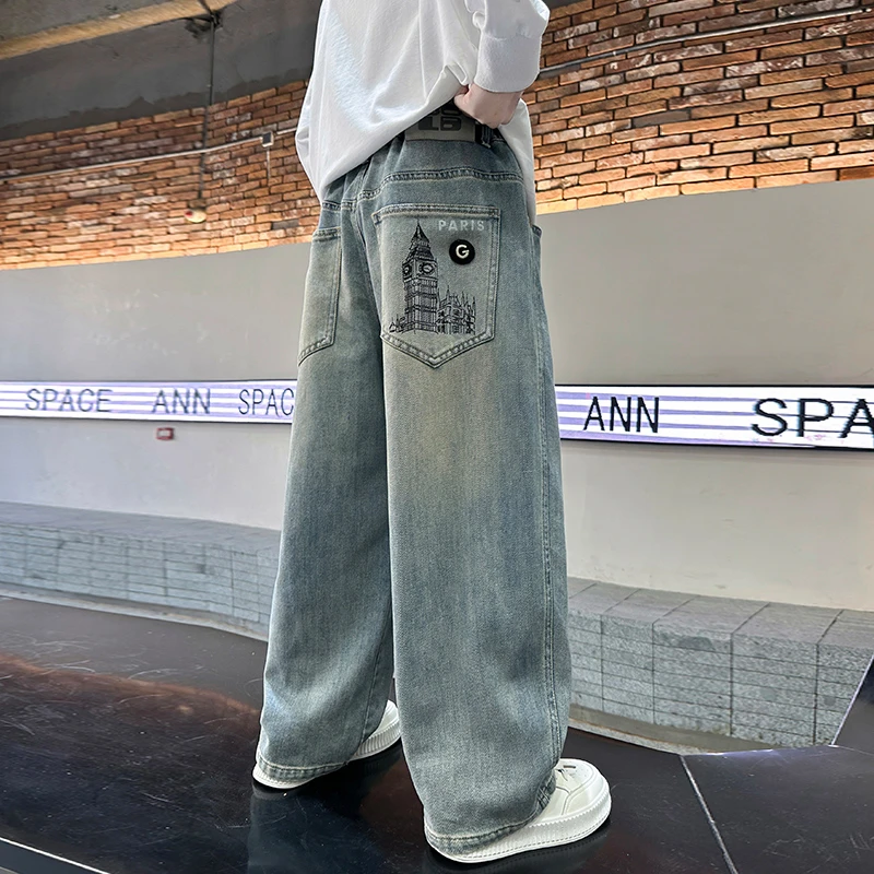 儿童装男童秋装裤子长裤2025新款春秋款中大童男孩秋季帅气牛仔裤