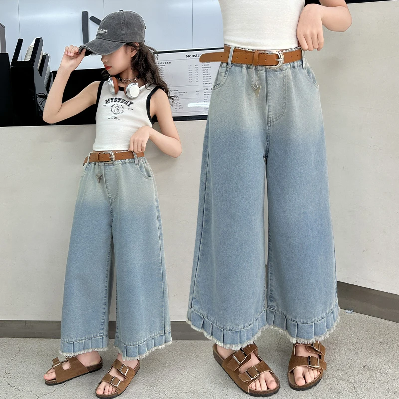 女童阔腿裤夏季薄款儿童洋气牛仔裤夏装裤子中大童休闲时尚直筒裤