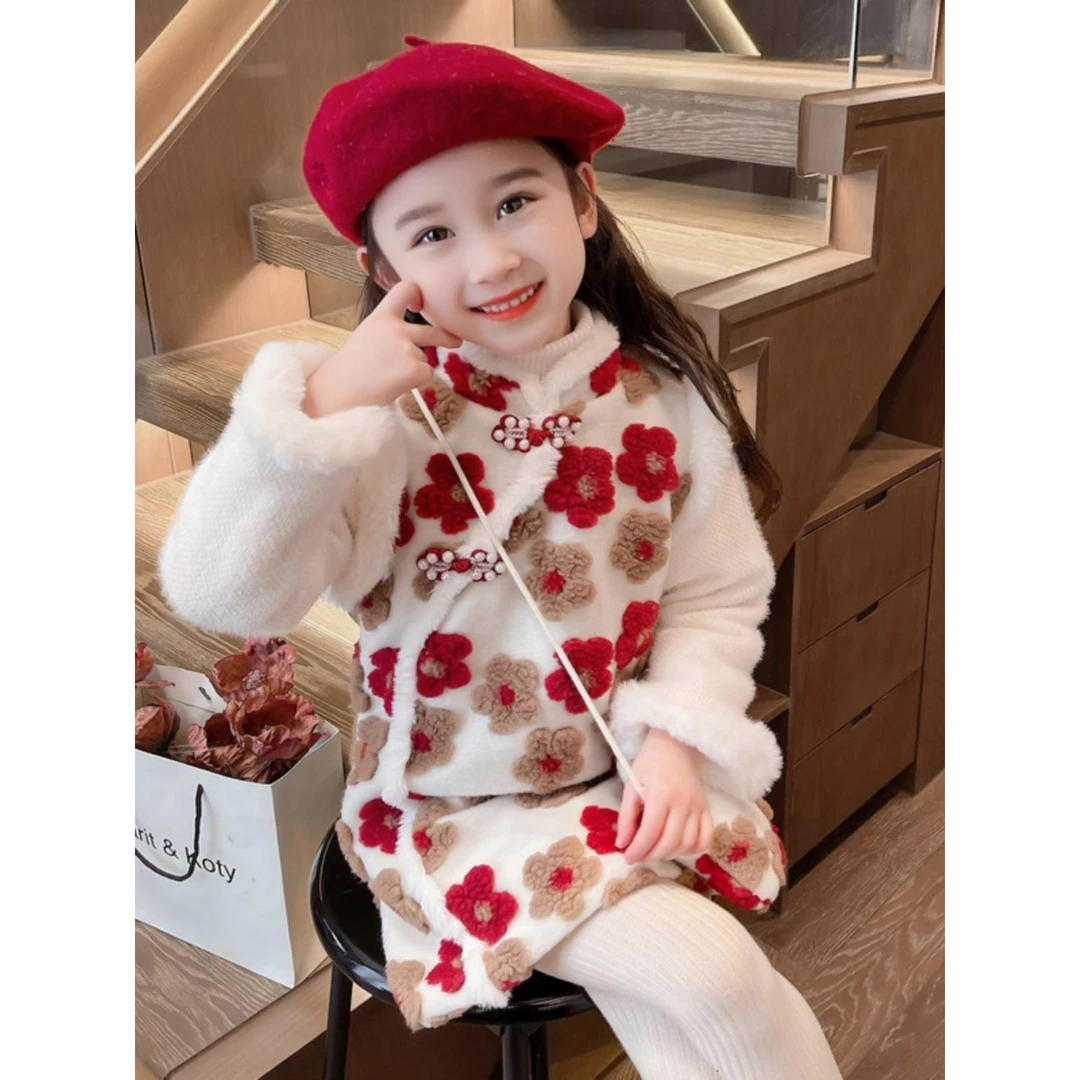 巴拉巴拉云朵女童旗袍裙秋冬装中国风儿童装连衣裙女宝宝年服裙夹