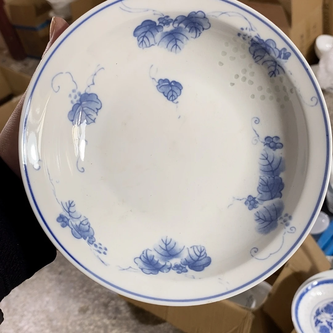 摆件瓷7寸高温玲珑瓷盘2支