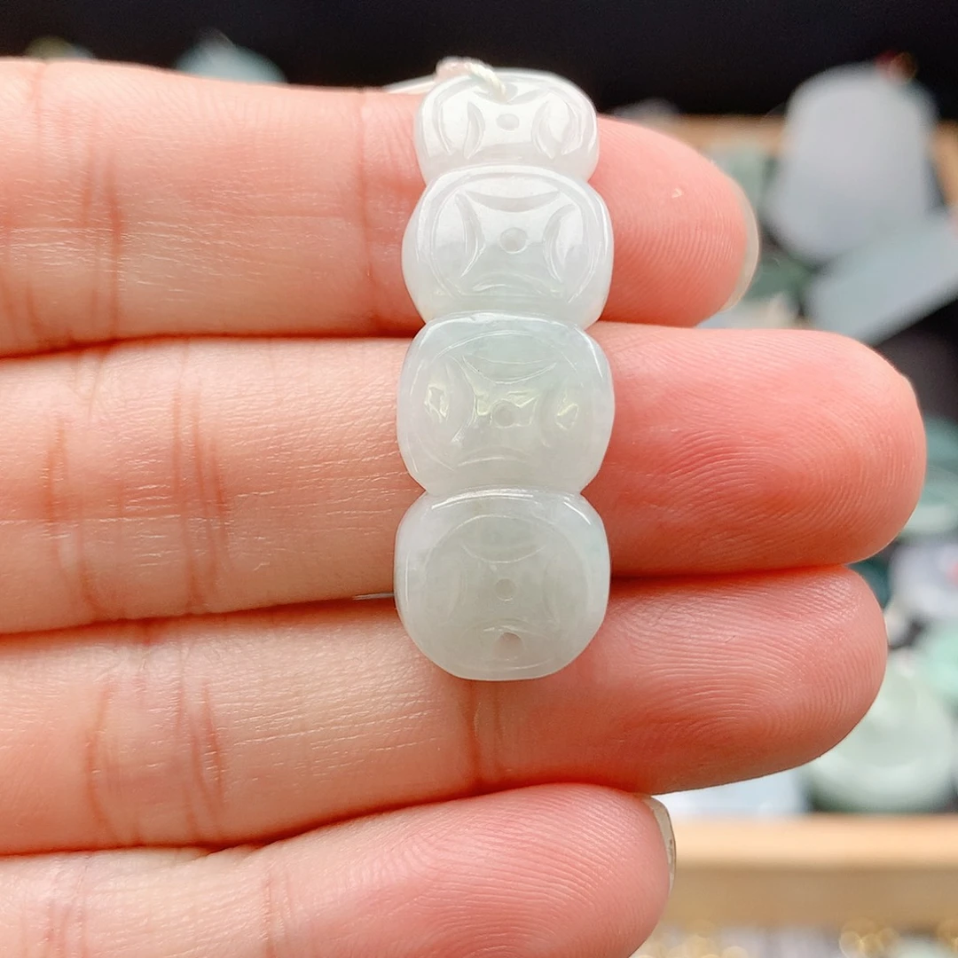 吊坠(不含链)未镶嵌翡翠8铜钱手牌