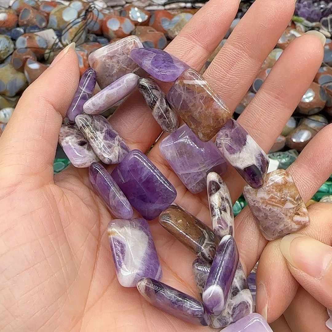 合金玛瑙/玉髓珠宝半成品梦幻紫水晶15mm一条