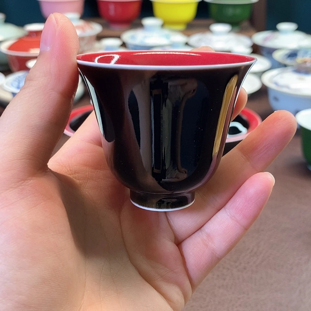 柴窑黑红铃铛杯60cc.