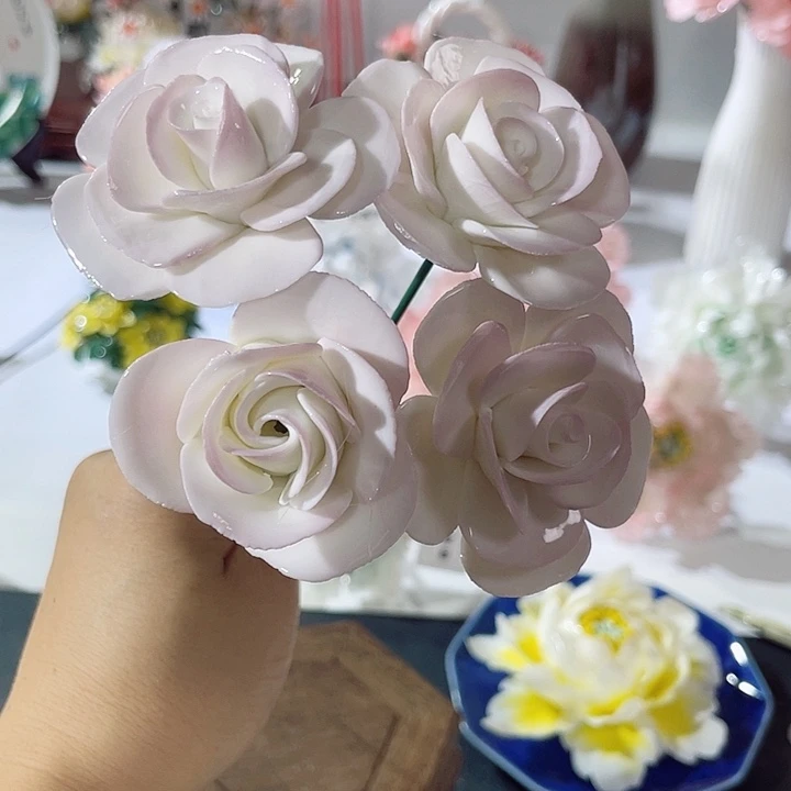 瓷片纯陶瓷手工捏花