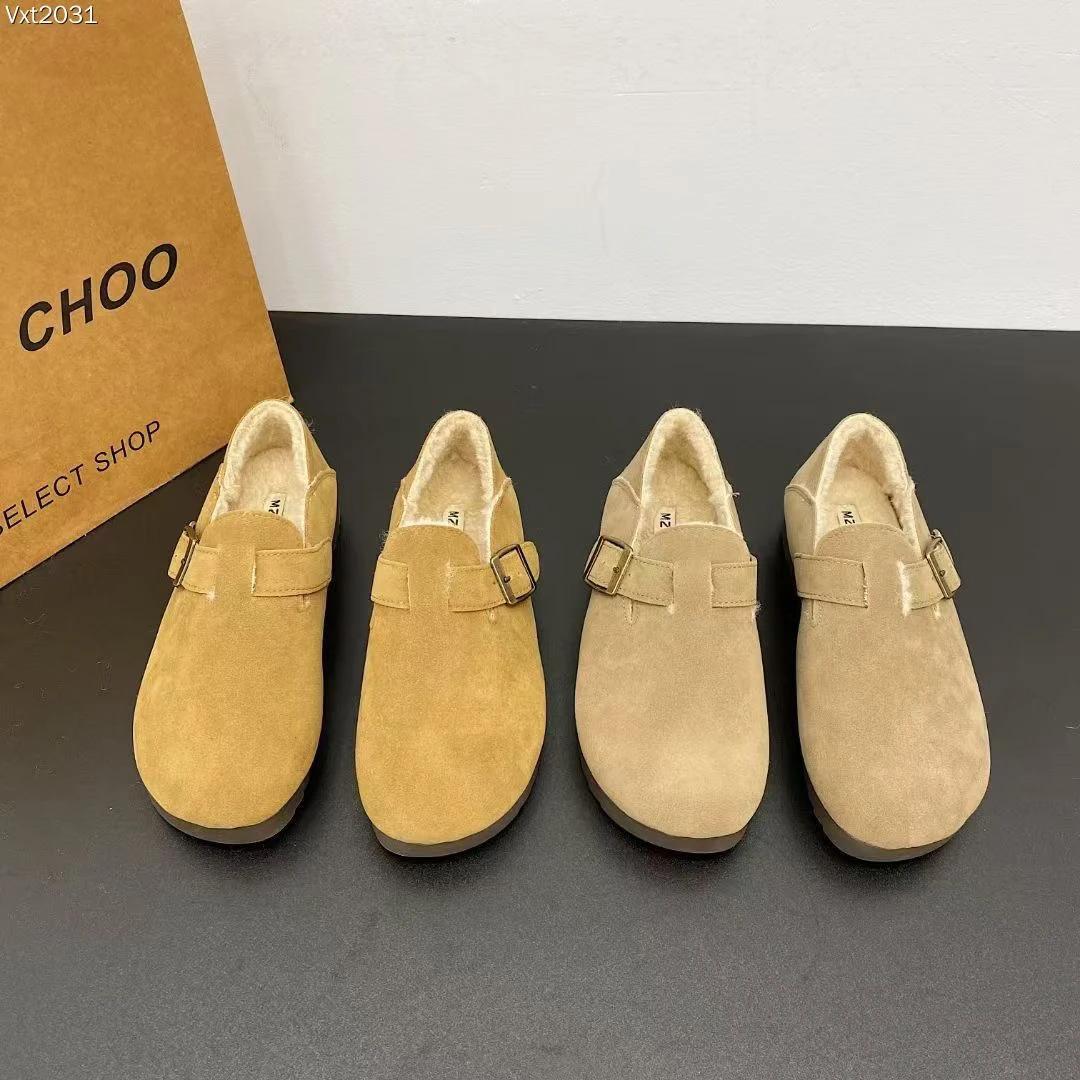 时尚百搭厚底复古英伦风一脚蹬外穿加绒勃肯豆豆鞋206-9