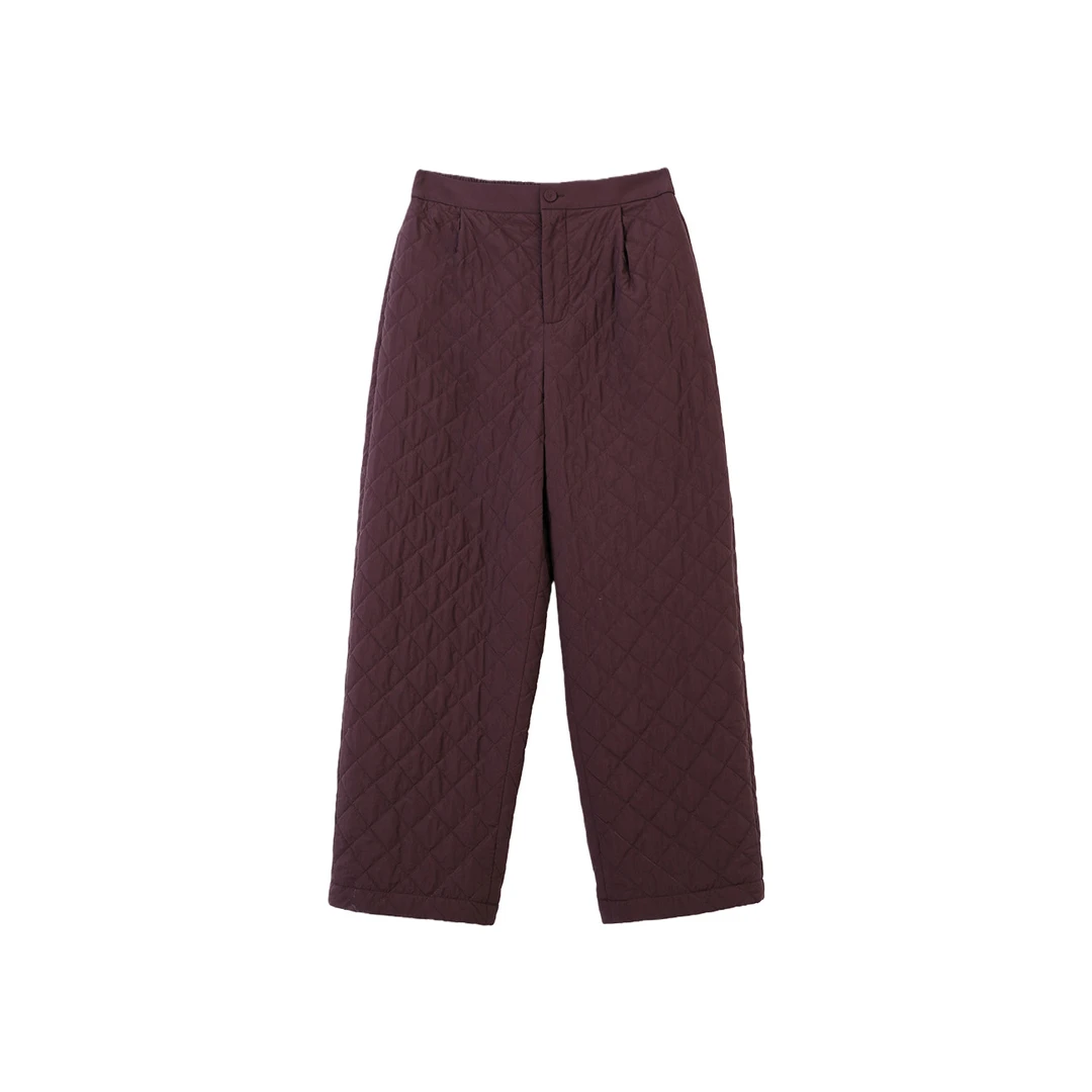 【岚岚专属】咖色素色梭织小脚夹层桑蚕丝棉裤 2682002