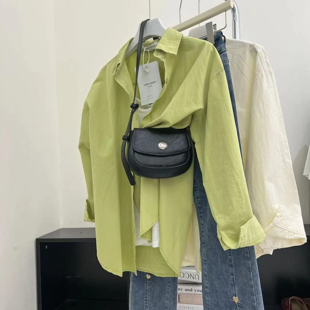 【高品质洗水棉】外套春款长袖常规衬衫简约纯色少女风春秋奶乖系