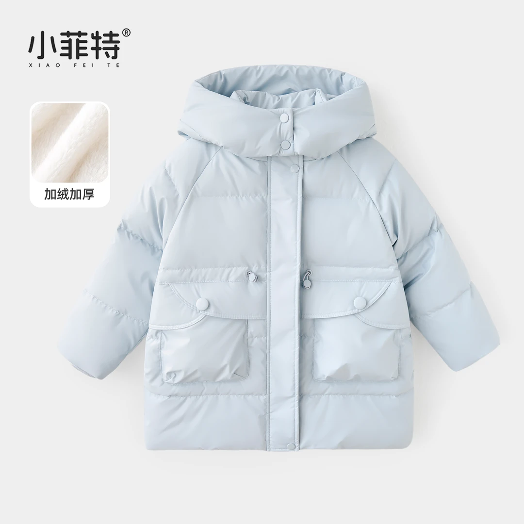 小菲特女童冬加厚连帽外套中大童保暖上衣儿童休闲衣服BGYD58002