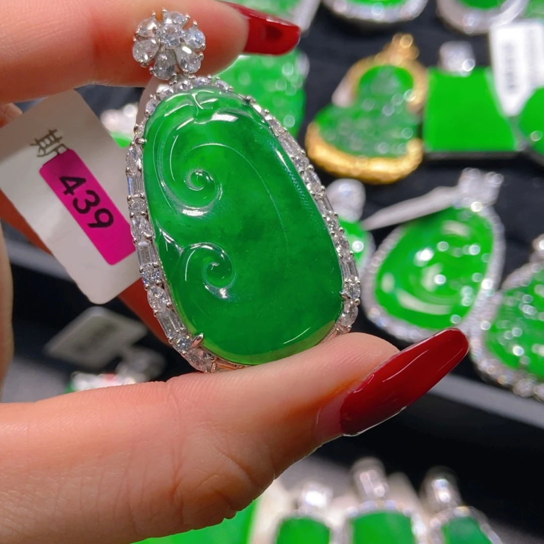 翡翠吊坠(不含链)银S925镶嵌