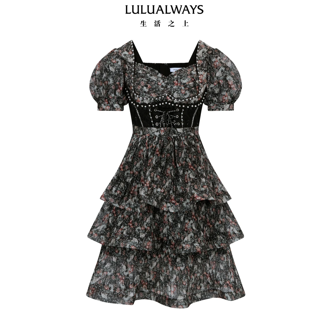 【华服·黑白系列】LULUALWAYS【商场同款】25夏季新款蛋糕裙连衣裙