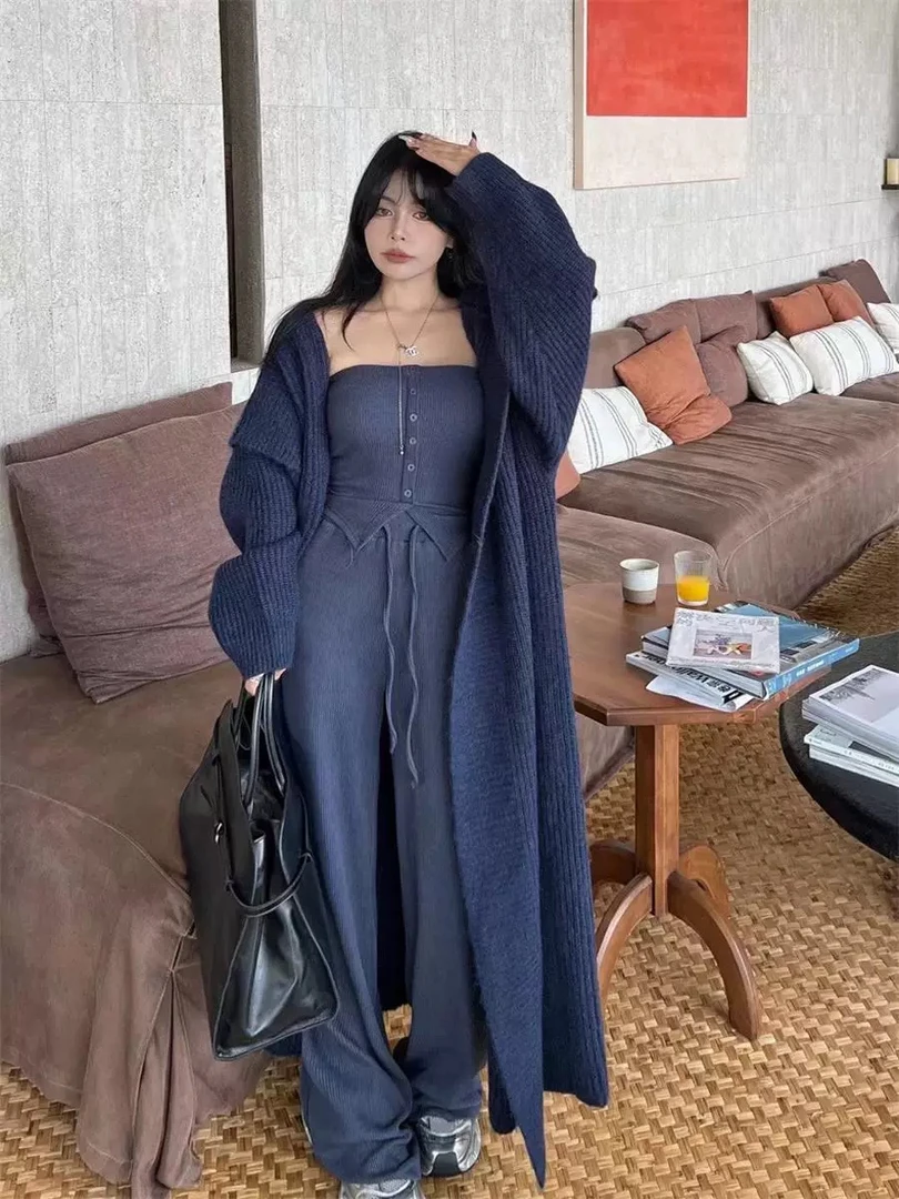 880057秋冬加厚树坑纹抹胸套装