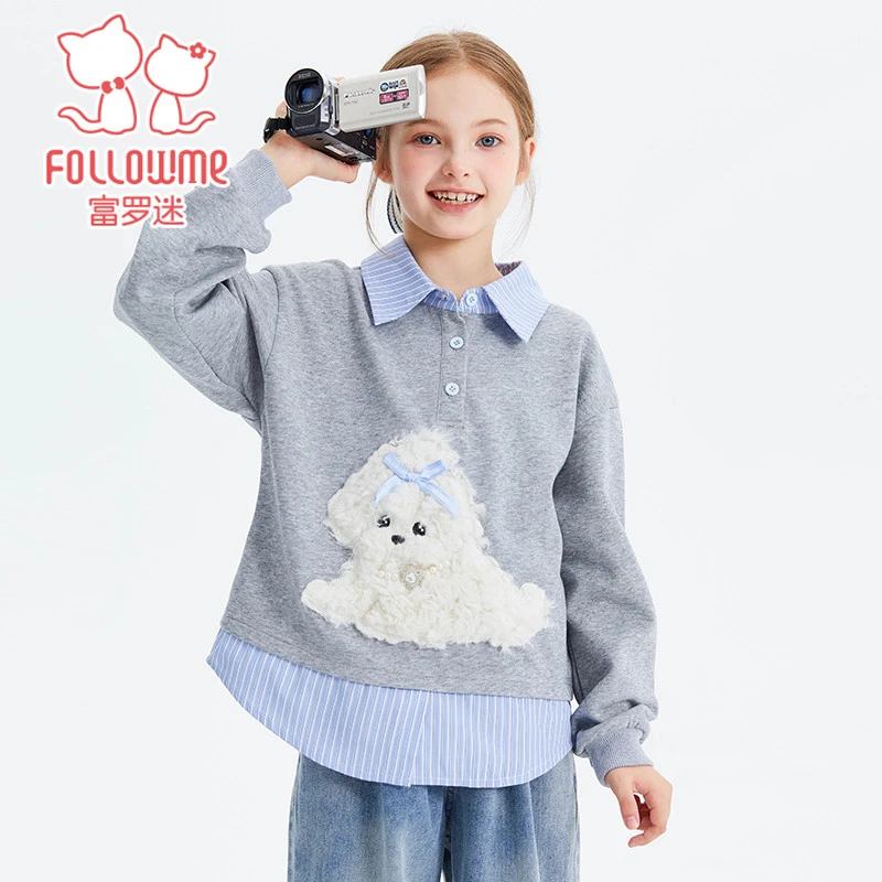 富罗迷女童卫衣儿童装冬季新款独特漂亮时髦洋气女孩绒衫F5D2158Z