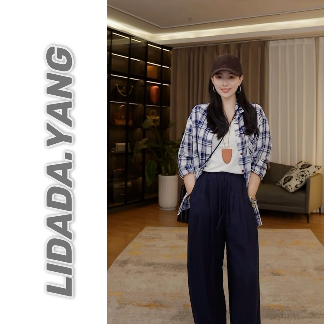 LIDADA【五股格纹】复古宽松慵懒风格子衬衫