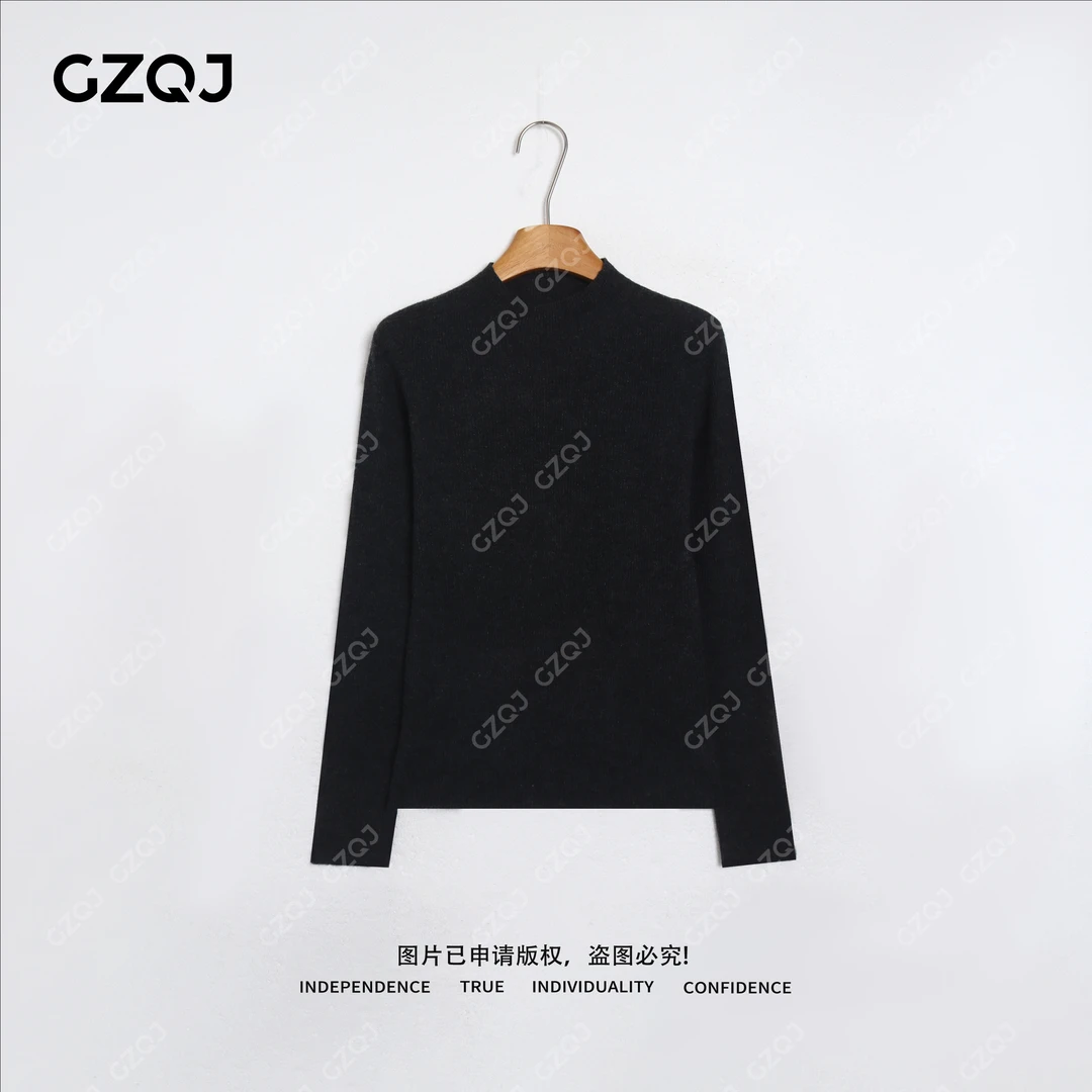 广州琴姐【百搭伴侣】琥珀流光风半高领修身打底针织衫女冬 35803A