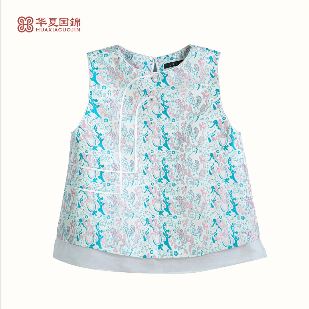 【四川工美蜀锦】新中式米地五星出东方上衣【瓷霜】
