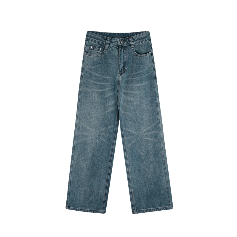 【Q】时尚设计感时尚百搭设计感高腰显瘦休闲直筒牛仔长裤女H60018