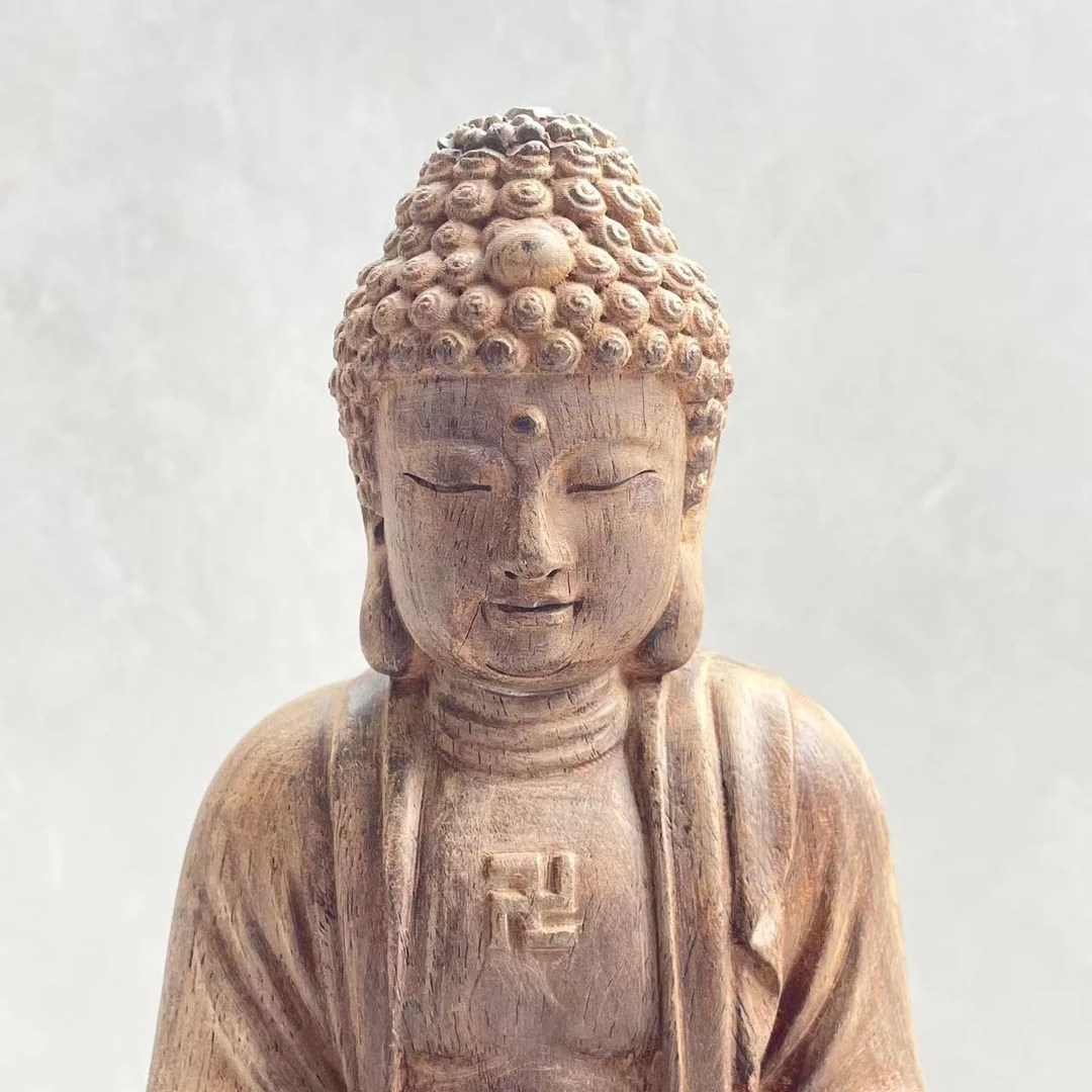 无漆原木黑檀木坐莲释迦牟尼佛阿弥陀佛与大日如来佛祖木雕工艺品