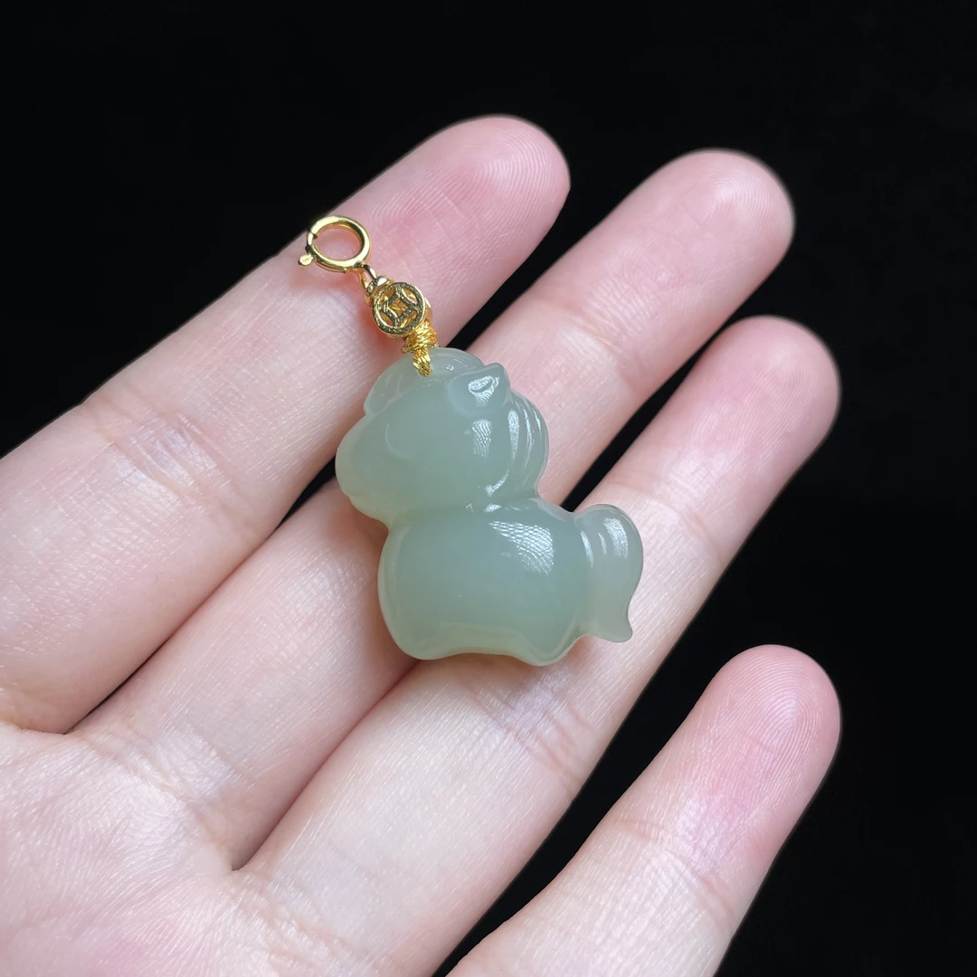 L【玉氏珠宝】925银和田玉晴水吊坠-约22*19*11多样性发一CAN231014