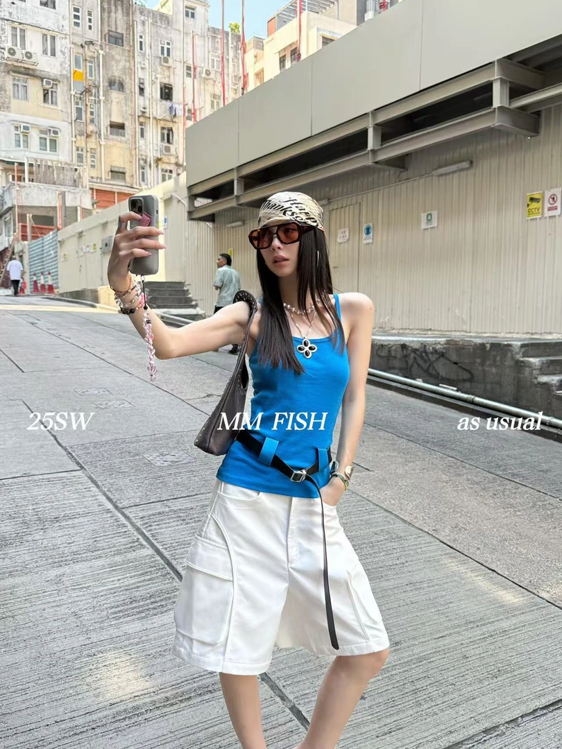 馒头 福（1mtt159#）带腰带！有弹力！不撞衫纯色小吊带7-9