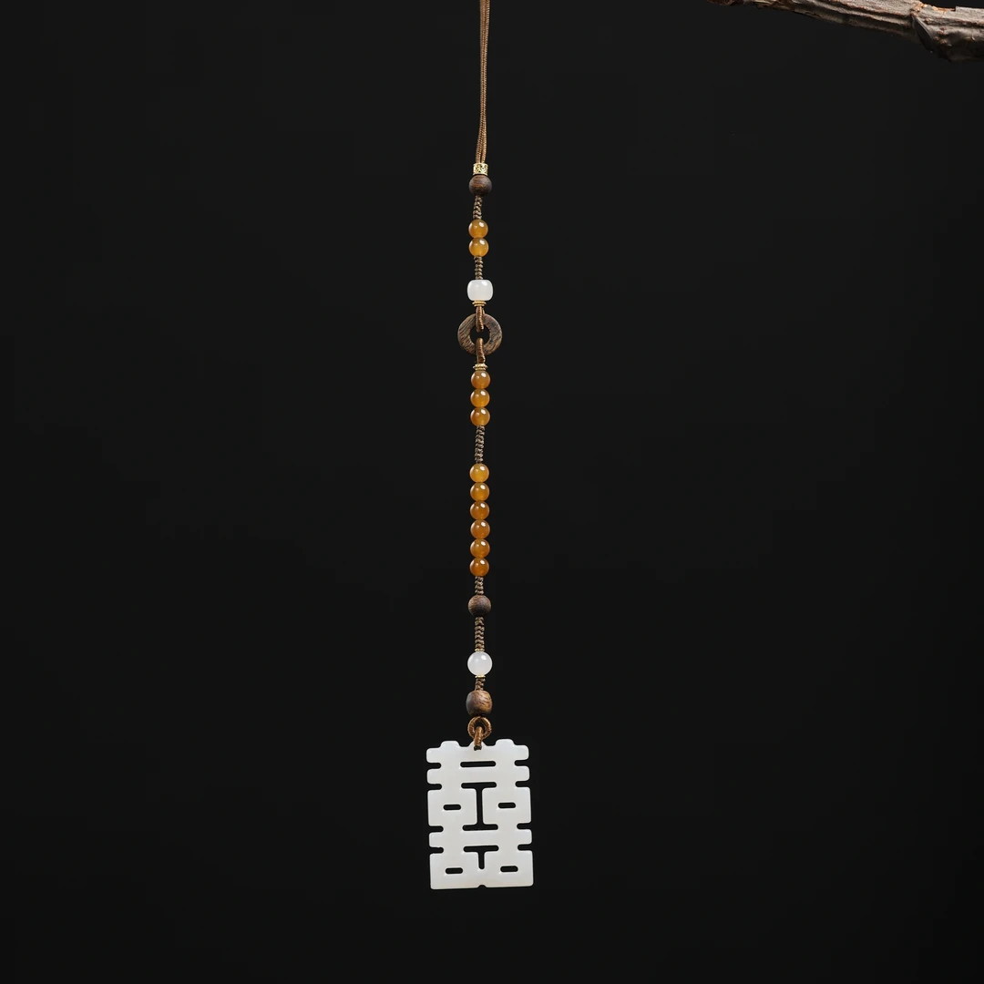 本真 | 又柔 | 原创设计精品和田玉白玉双喜压襟