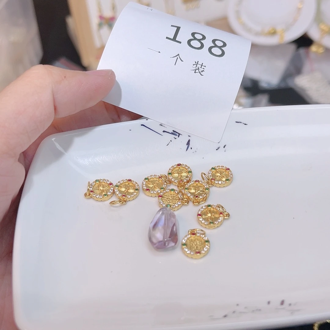 紫晶珠宝半成品银S925镀金镶嵌188