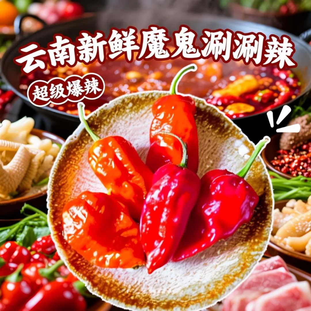 正宗新鲜印度魔鬼辣椒云南特产德宏涮涮辣小米辣红辣椒1斤100克